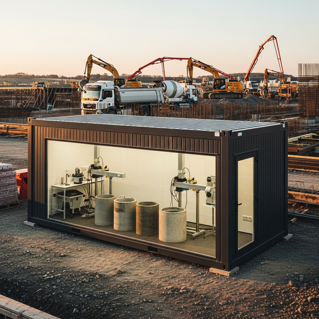 Laborcontainer auf der Baustelle – Mobile Materialprüfung & Qualitätssicherung